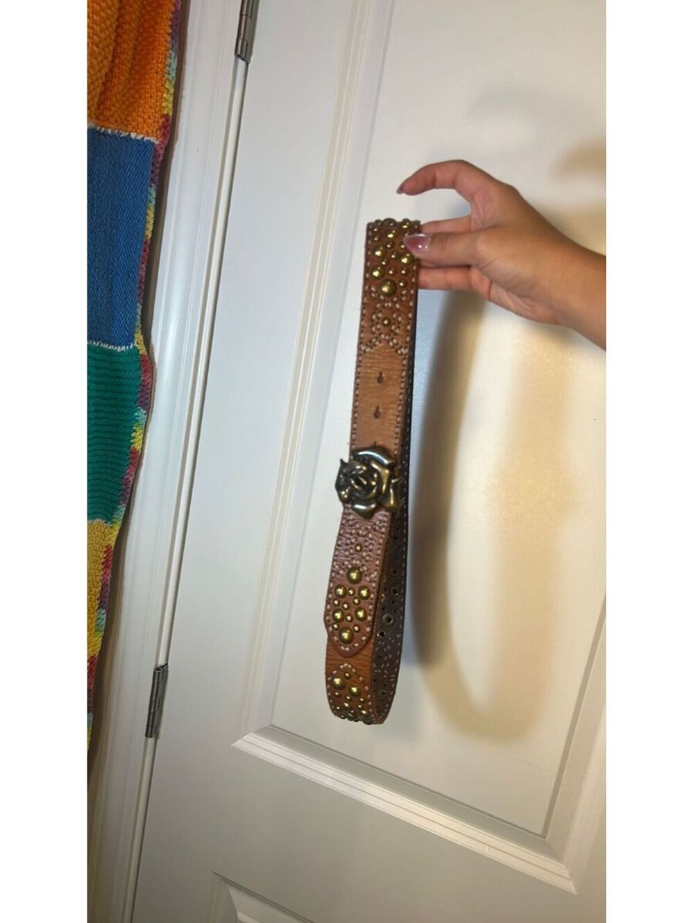 VTG RARE Betsey Johnson Leather Studded Rose Belt
